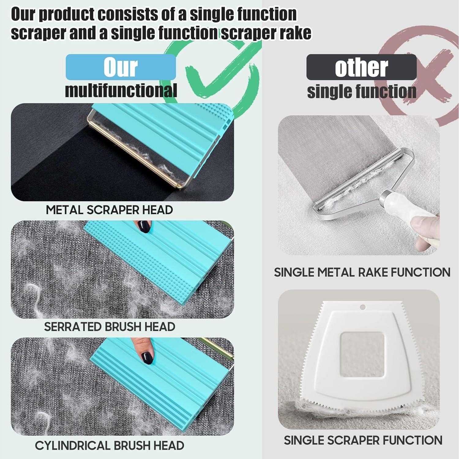 Quitapelos para Mascotas SAMFAT 2-en-1 Azul - Raspador y Cepillo