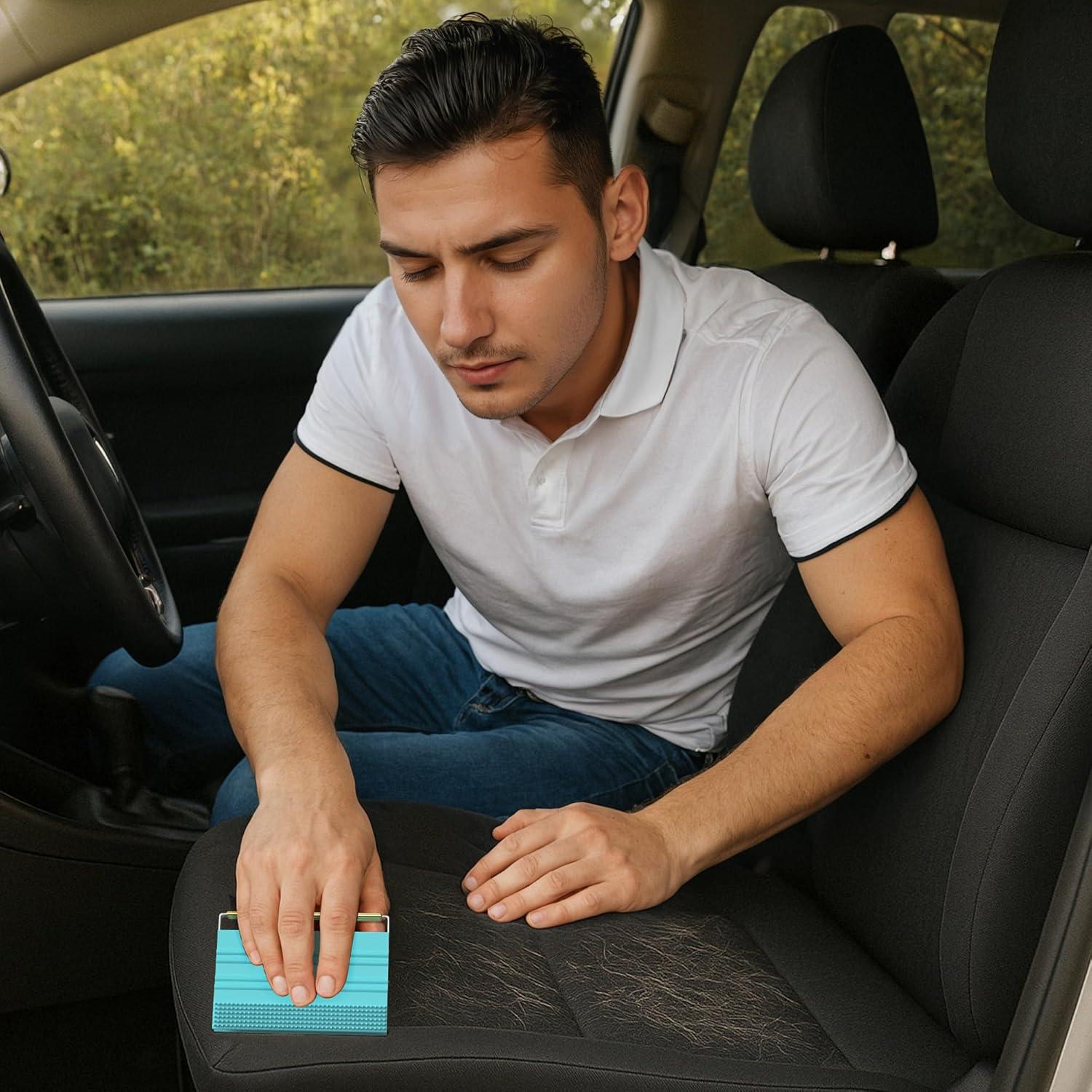 Quitapelos para Mascotas SAMFAT 2-en-1 Azul - Raspador y Cepillo