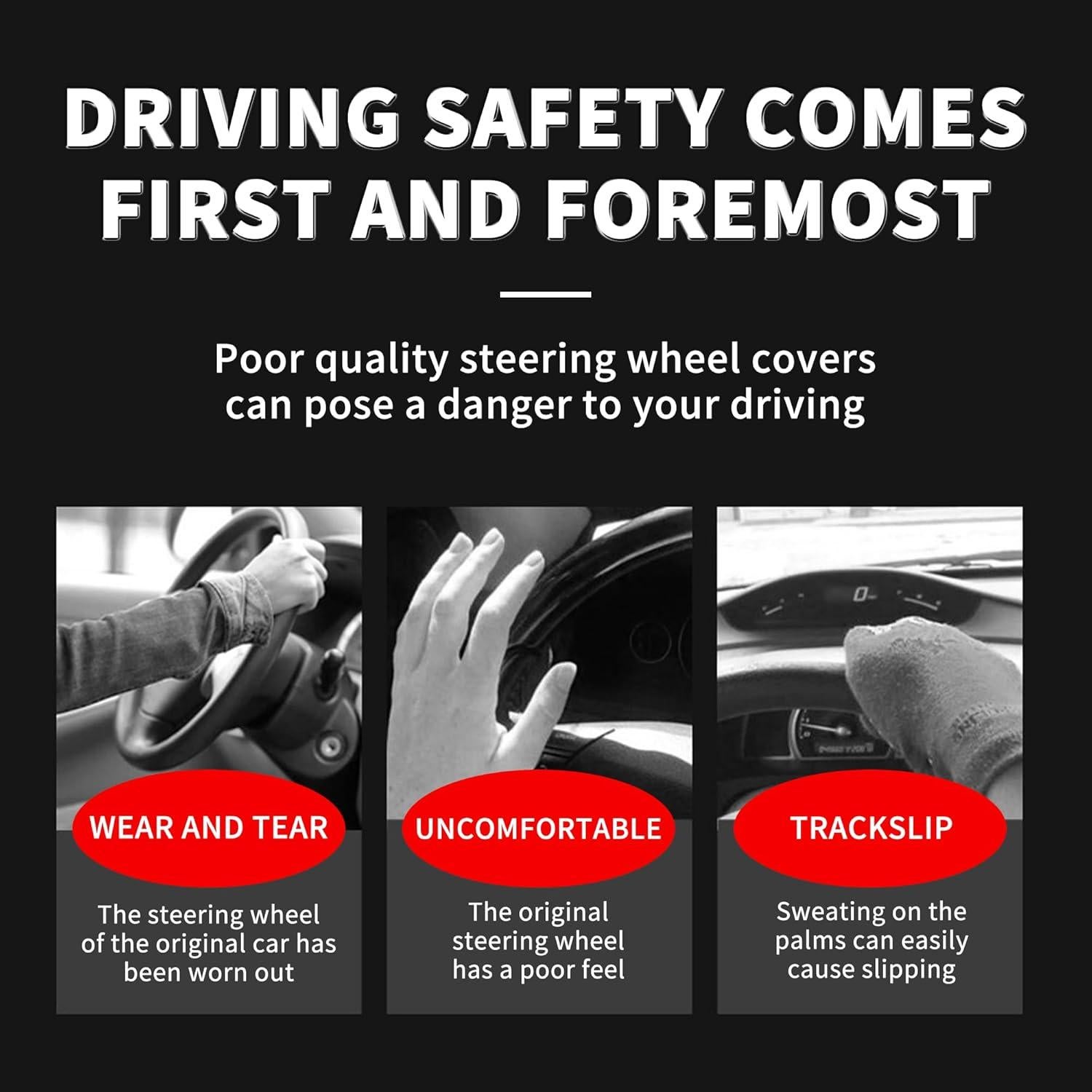 Funda de Volante de Coche Couslcd 38 cm Cuero Antideslizante