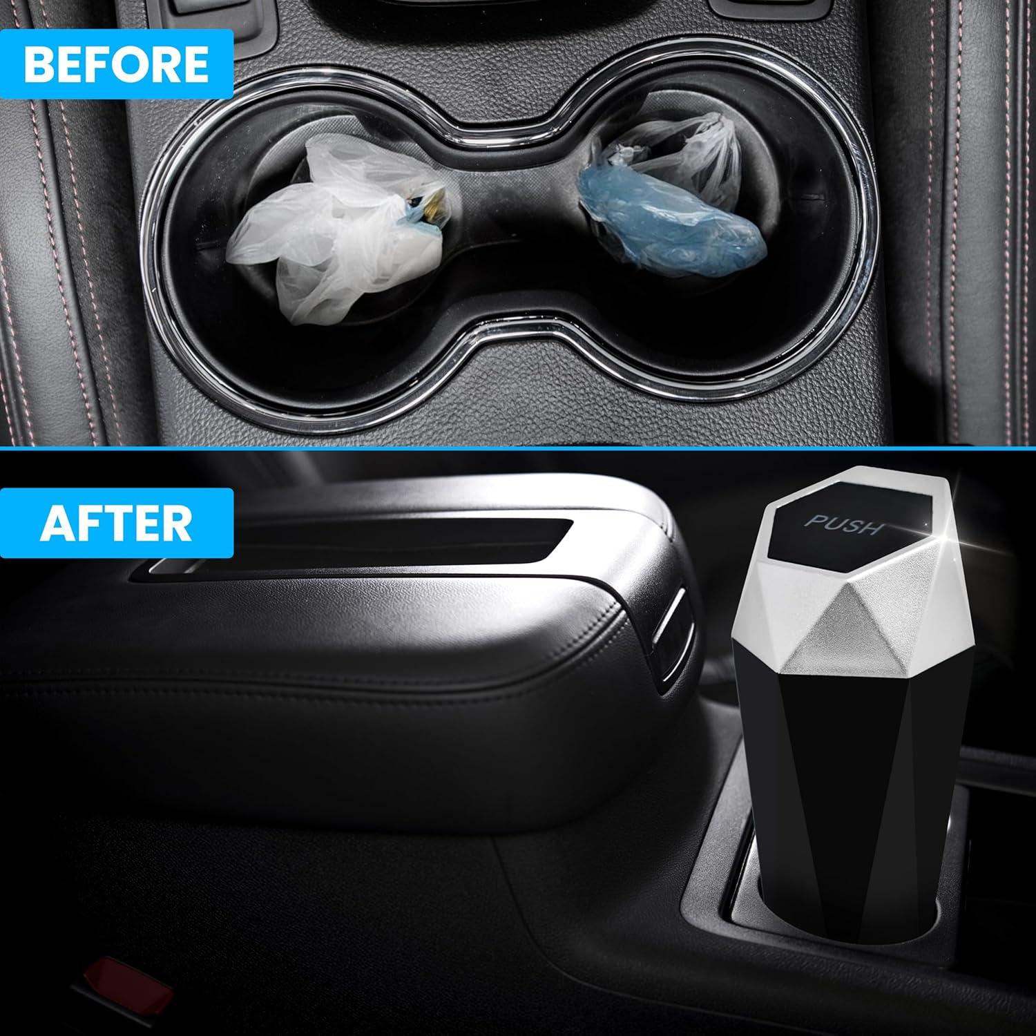 Mini Basurero EcoNour con Tapa - 2 Paquete para Auto y Oficina