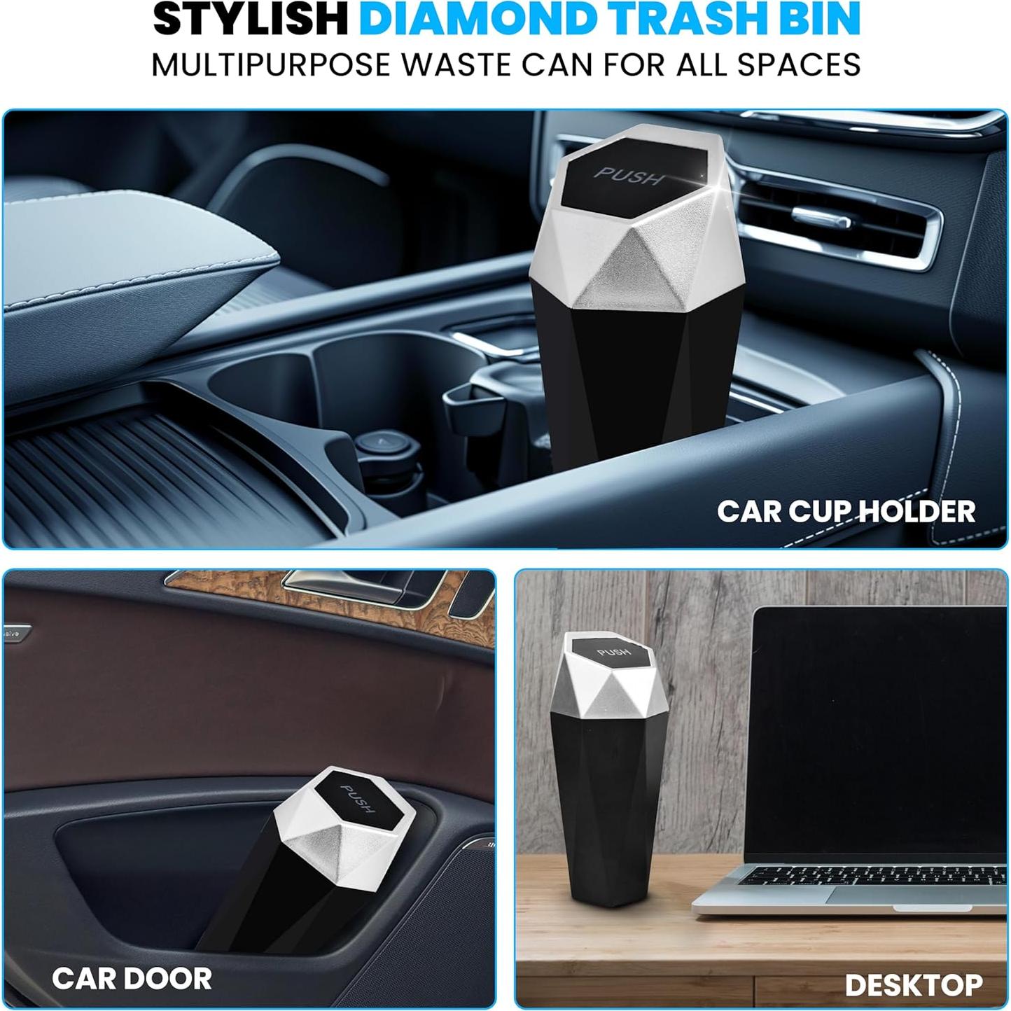 Mini Basurero EcoNour con Tapa - 2 Paquete para Auto y Oficina