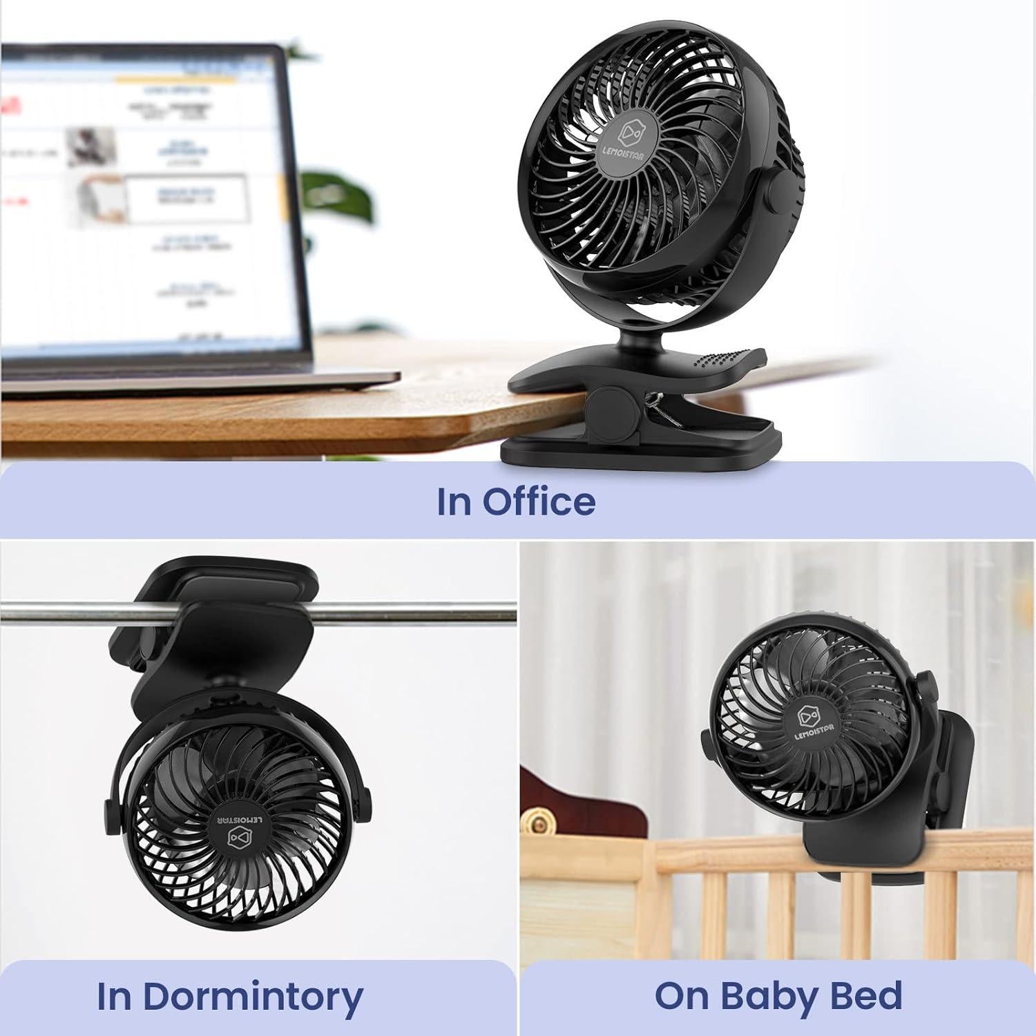 Ventilador Clip-On Shinebella 12.7 cm 4 Velocidades USB