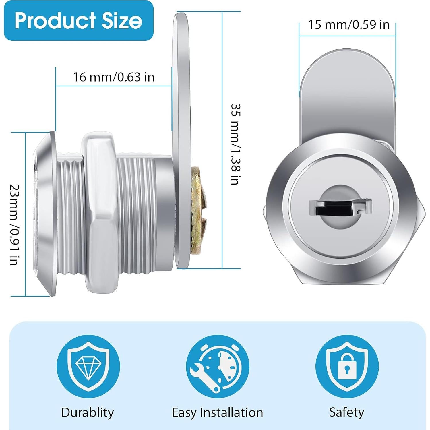 Juego de 16 Cerraduras de Gabinete Hotop con 32 Llaves