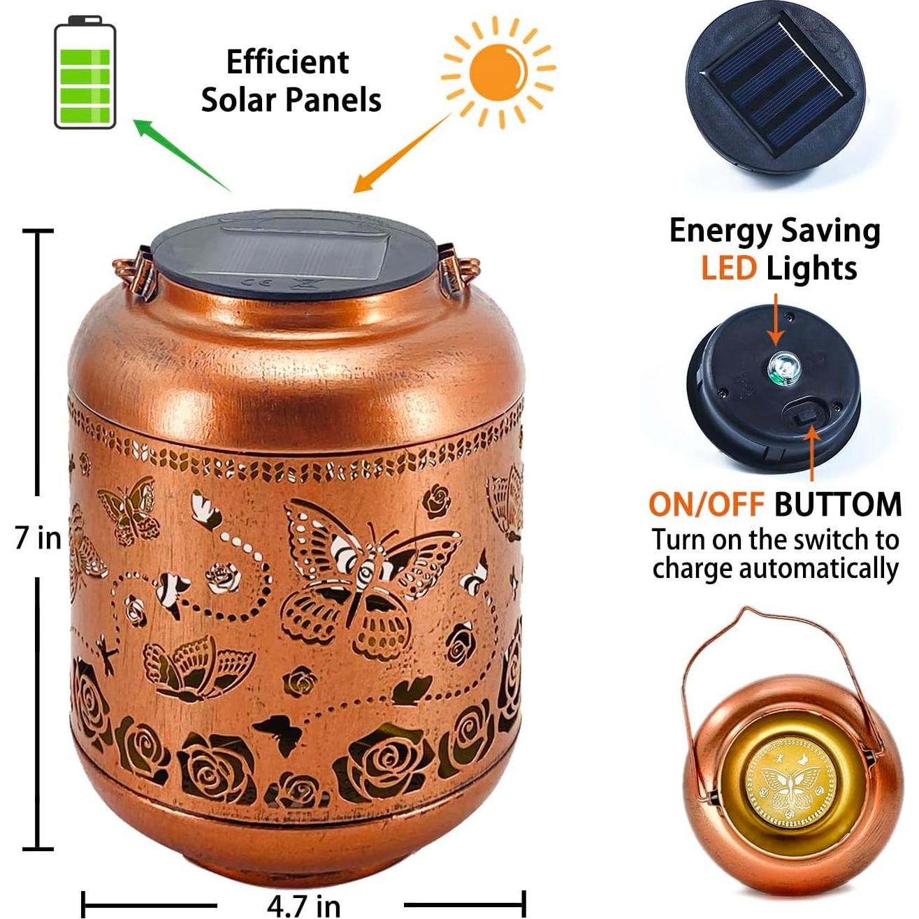 2 Paquete Linternas Solares de Mariposa TIGGSY IP65 para Jardín