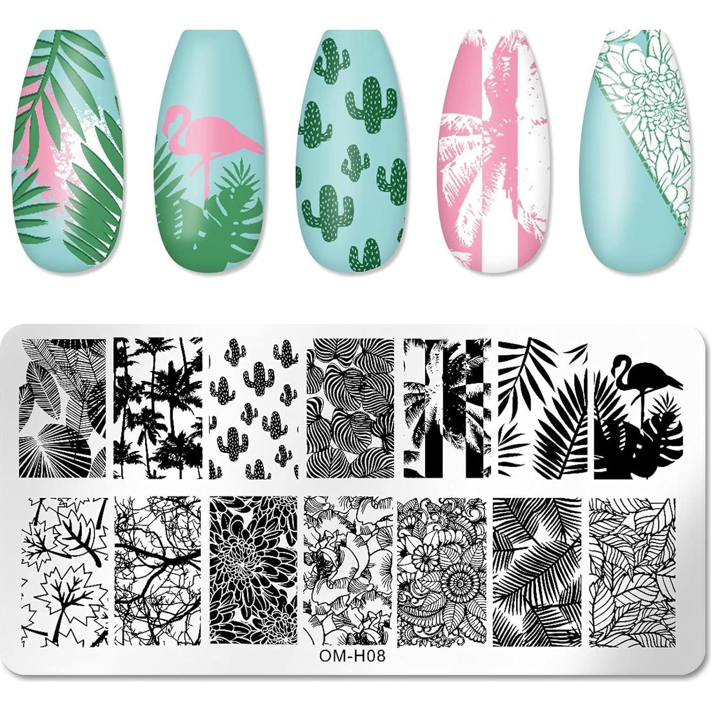 Kit de Estampado de Uñas JERCLITY 6 Piezas Acero Inoxidable