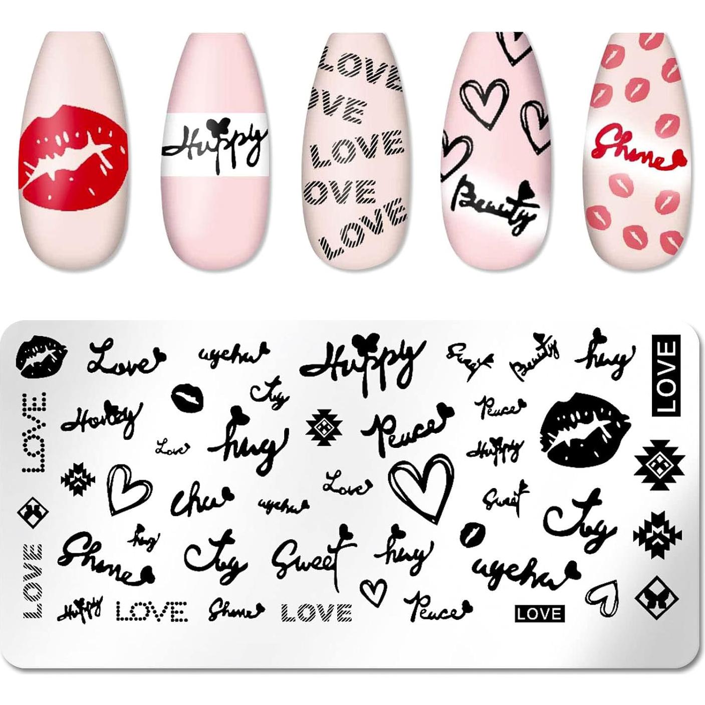 Kit de Estampado de Uñas JERCLITY 6 Piezas Acero Inoxidable