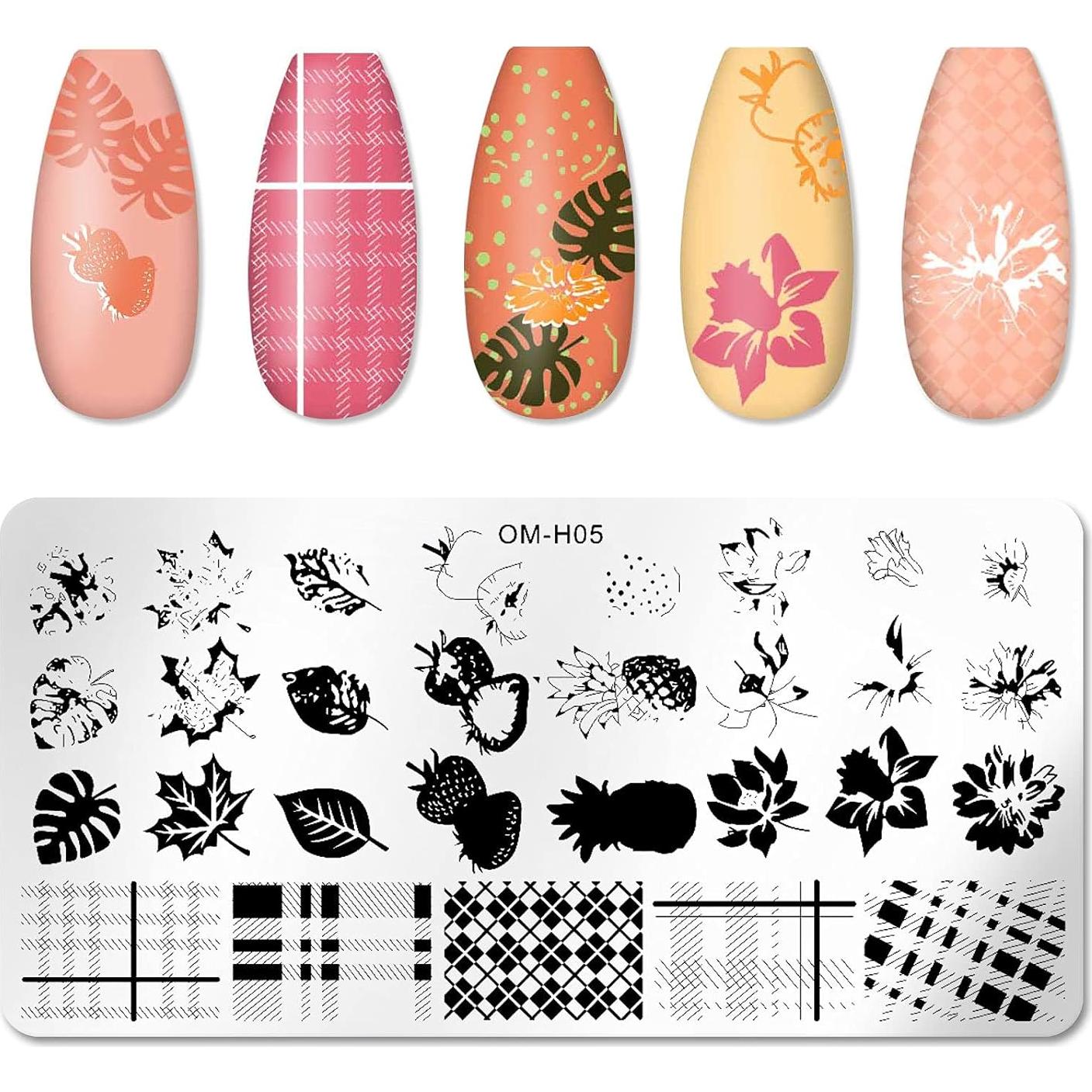 Kit de Estampado de Uñas JERCLITY 6 Piezas Acero Inoxidable