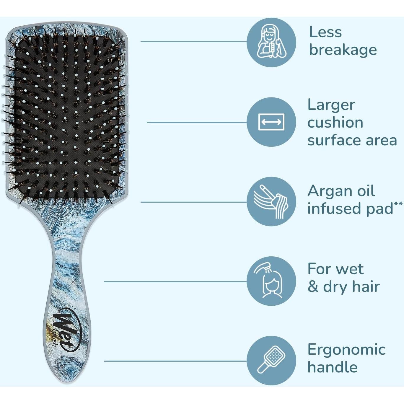 Cepillo Desenredador Paddle Wet Brush con Aceite de Argán - Madera Dañada