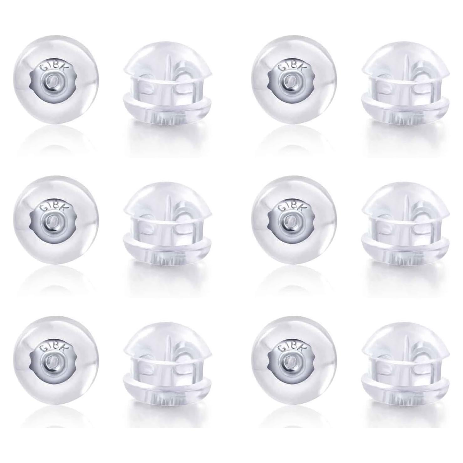 6 Pairs Rubber Earring Backs Set | Hypoallergenic Soft Clear Silicone Earrings Backings Replacements | Comfortable Secure Safety for Studs Post Hook (A-White&Gold-6 Pairs)