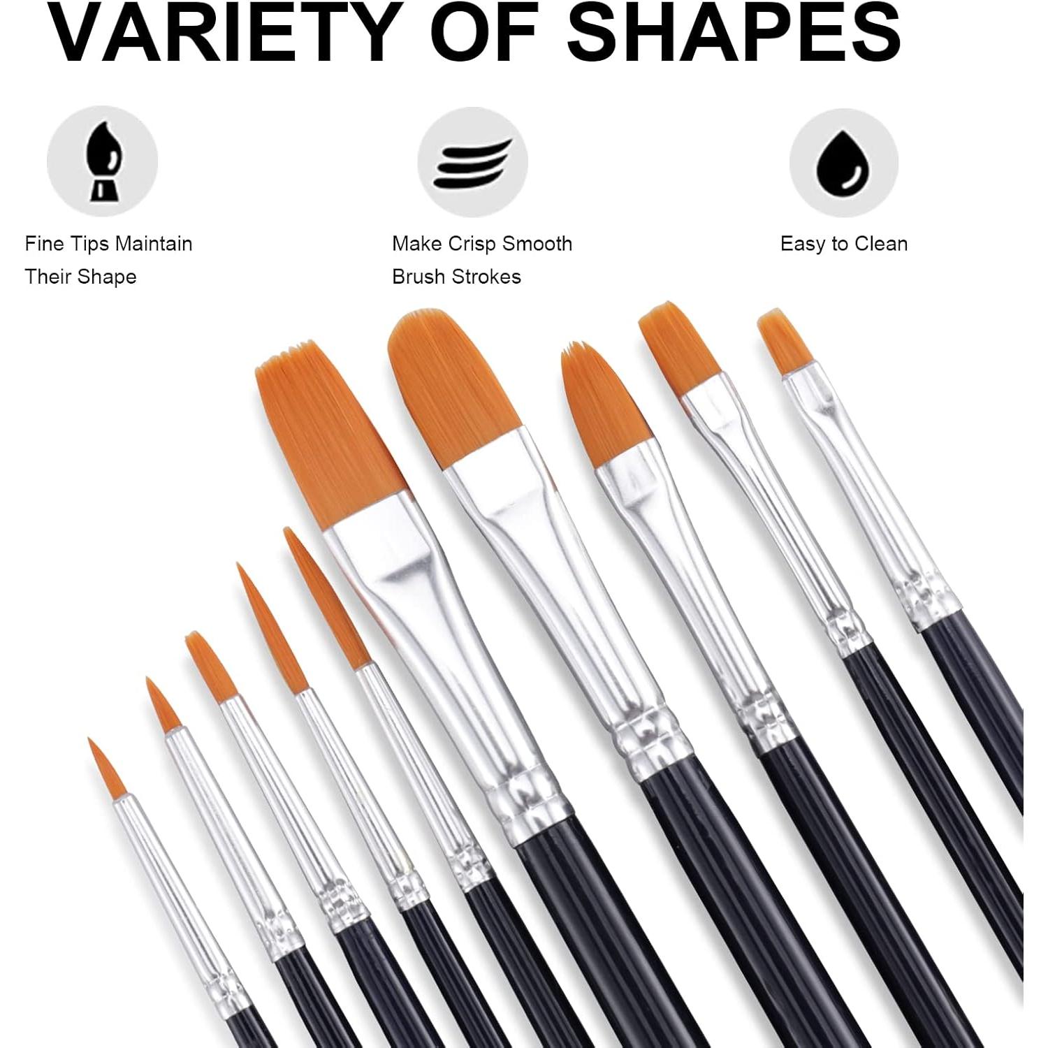 Juego de Pinceles GOTIDEAL 10 Pcs Nailon para Acrílico y Aceite