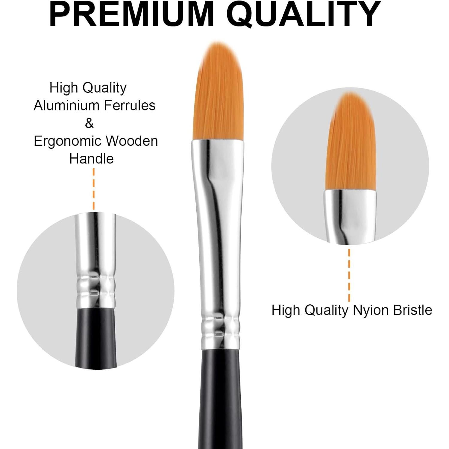 Juego de Pinceles GOTIDEAL 10 Pcs Nailon para Acrílico y Aceite