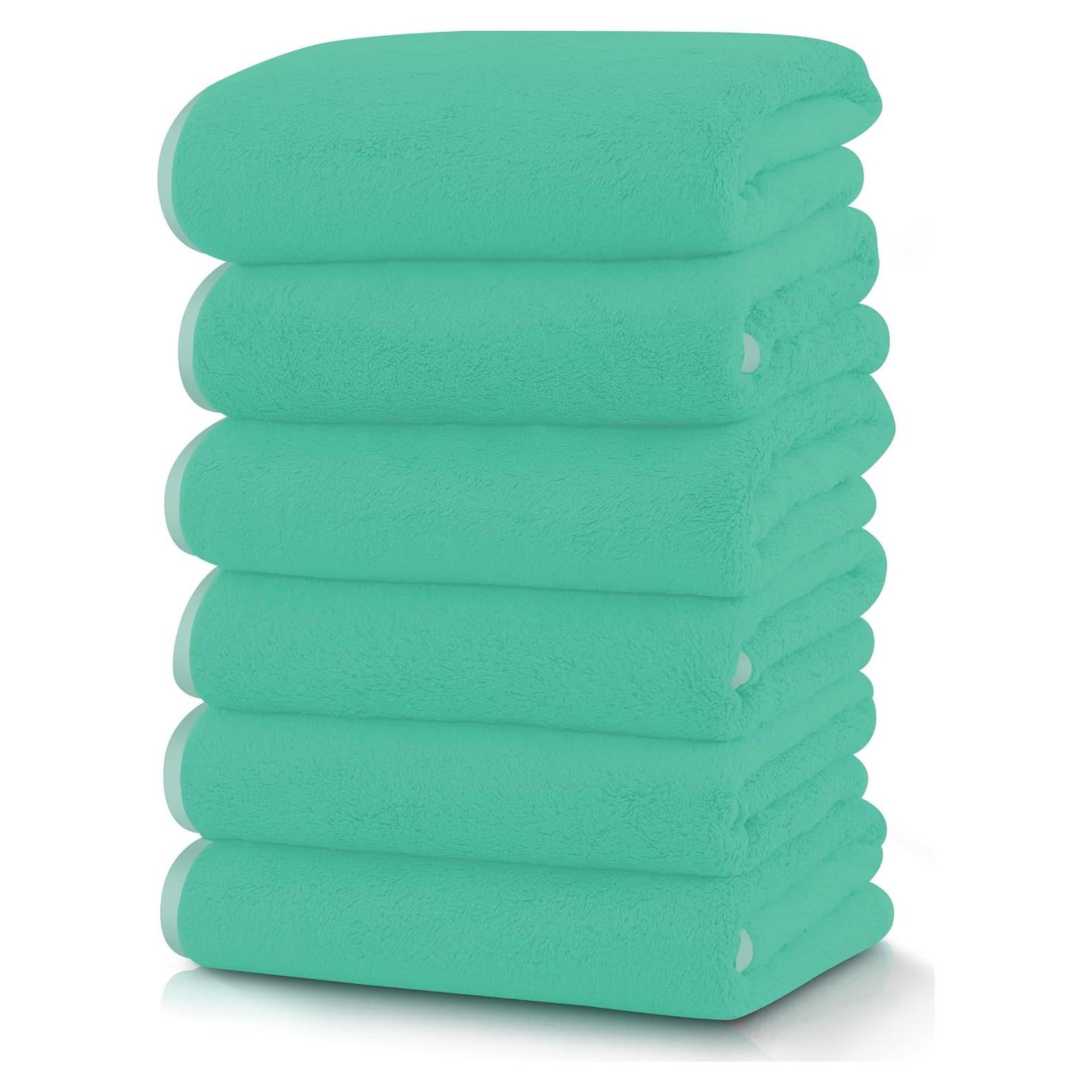 Set de 6 Toallas de Mano TENSTARS Microfibra Verde Aqua 40x71 cm