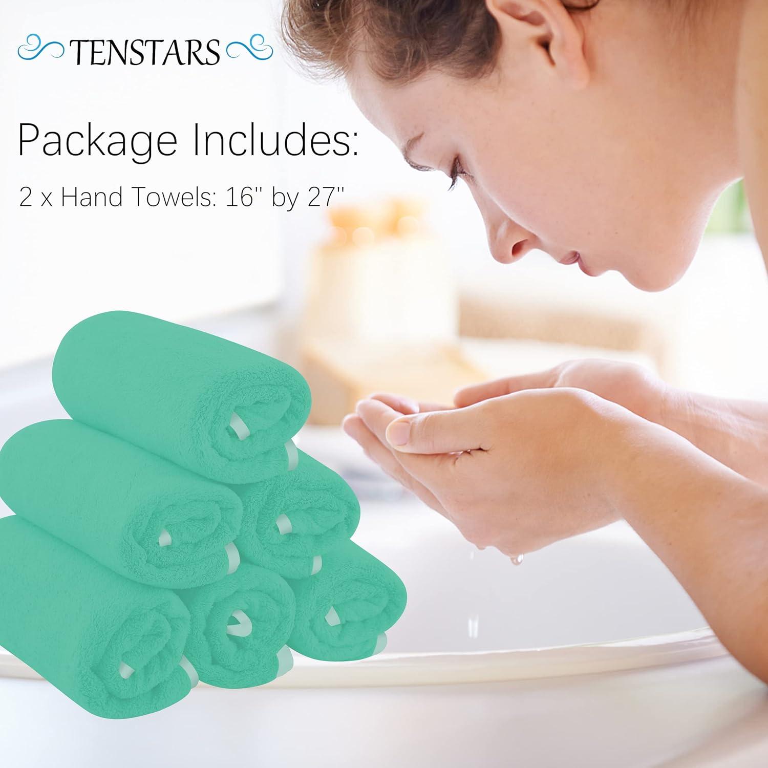 Set de 6 Toallas de Mano TENSTARS Microfibra Verde Aqua 40x71 cm