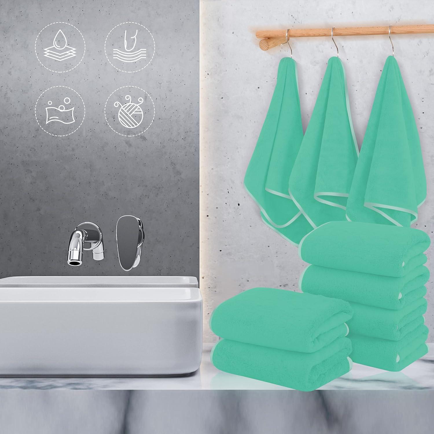 Set de 6 Toallas de Mano TENSTARS Microfibra Verde Aqua 40x71 cm