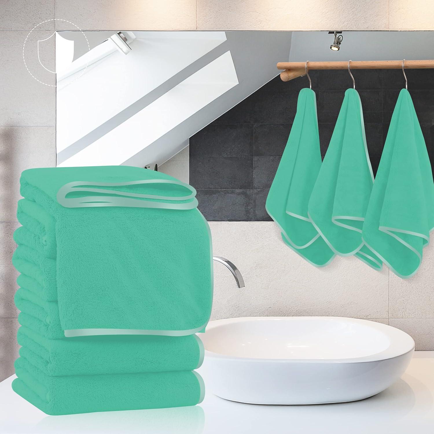 Set de 6 Toallas de Mano TENSTARS Microfibra Verde Aqua 40x71 cm