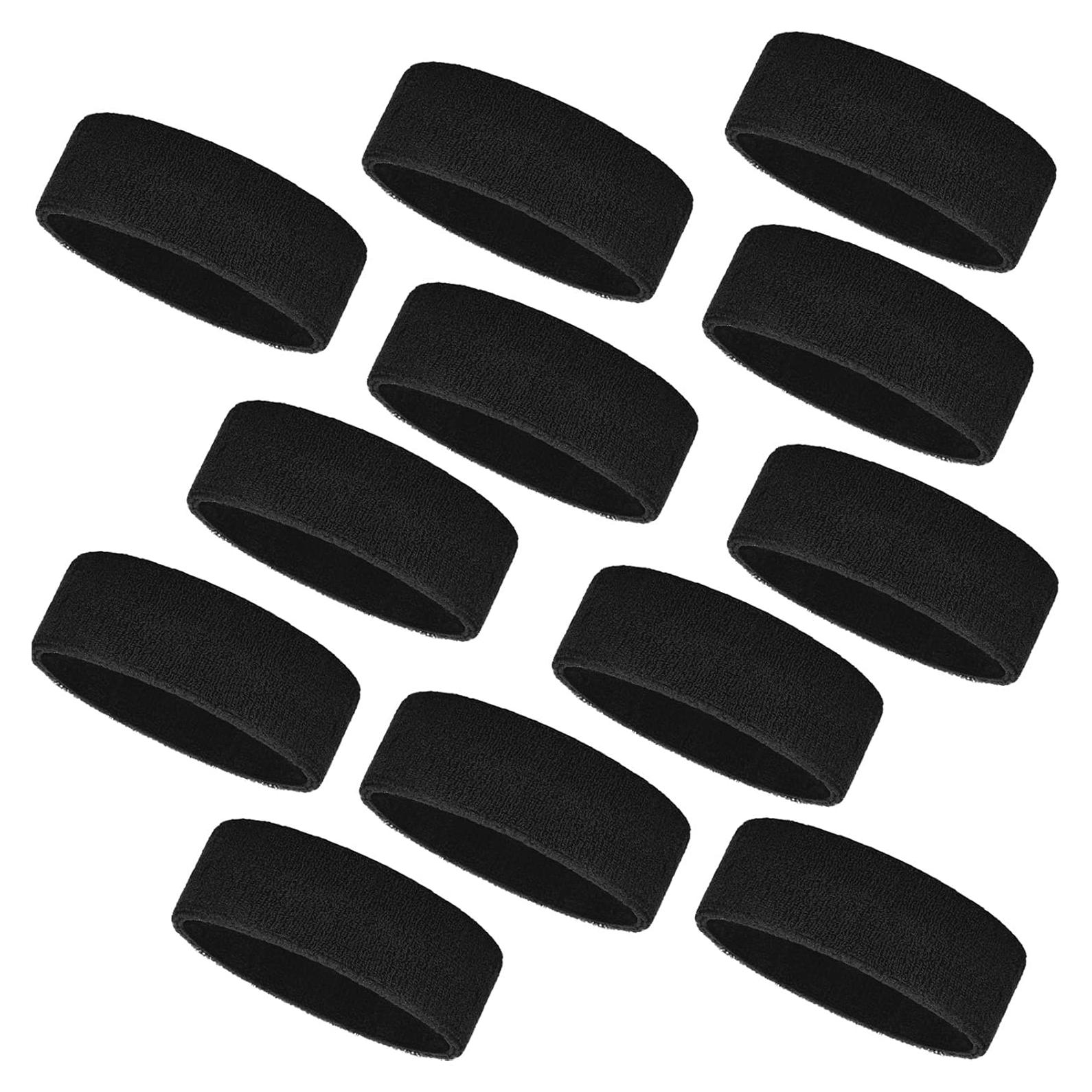 Bandas para el sudor Bememo - 12 Pcs - Talla Única - Negro