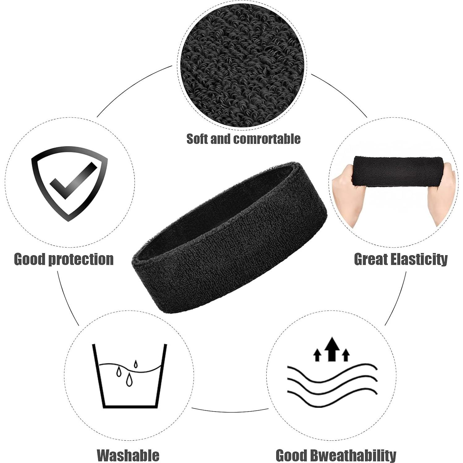 Bandas para el sudor Bememo - 12 Pcs - Talla Única - Negro