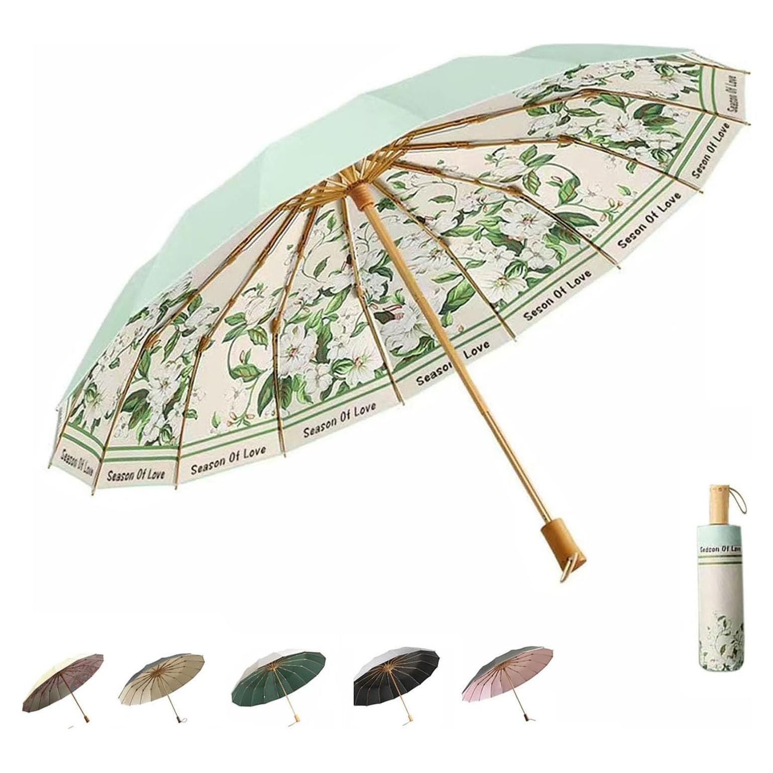 Sombrilla Plegable MENHLAGDI UV 50+ Impermeable Verde-Gardenia