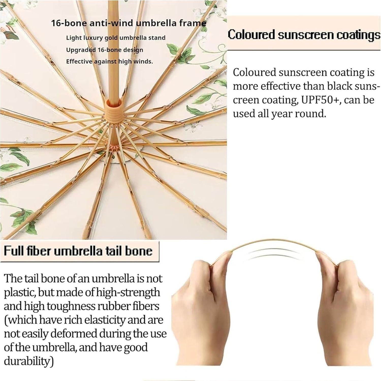 Sombrilla Plegable MENHLAGDI UV 50+ Impermeable Verde-Gardenia