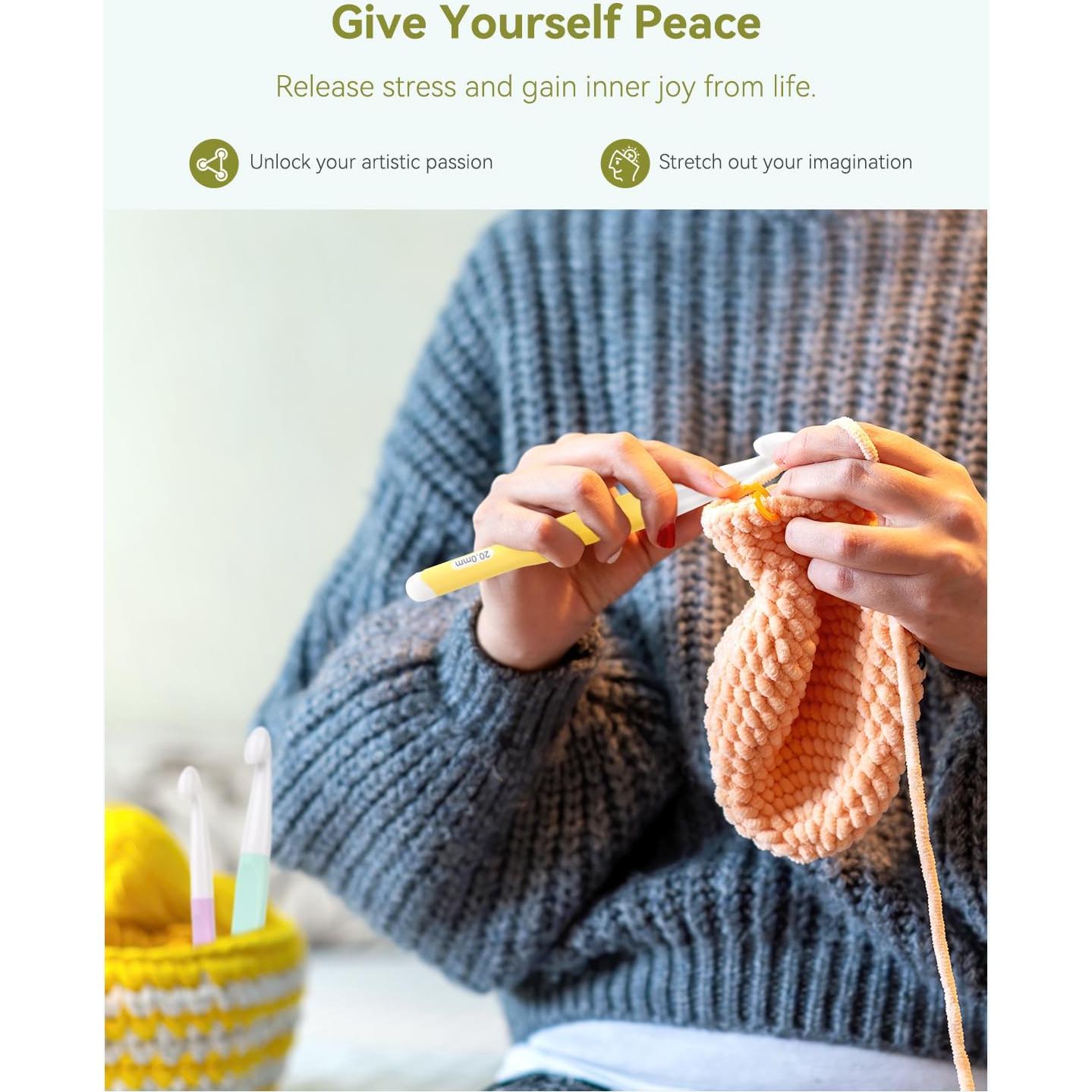 Gancho de Crochet Aeelike 8.0mm Ergonómico con Mango de Goma