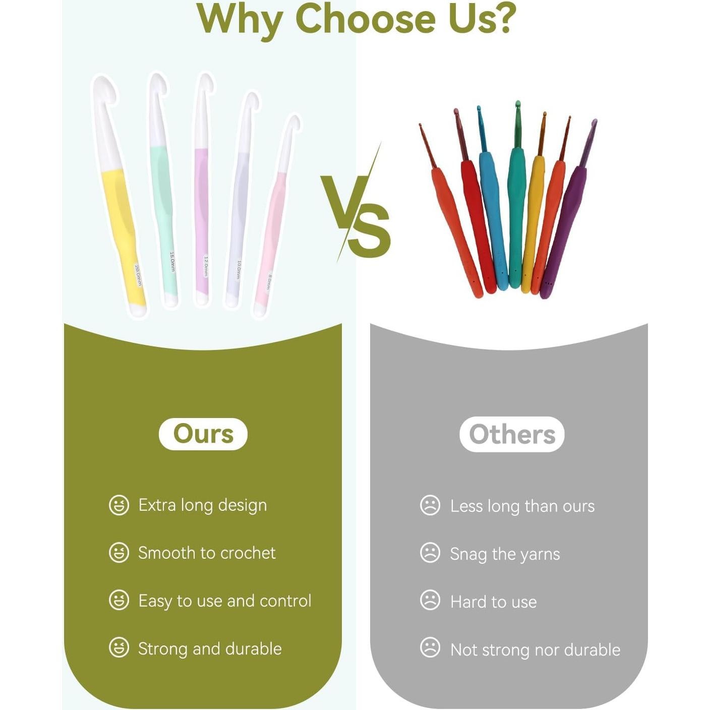 Gancho de Crochet Aeelike 8.0mm Ergonómico con Mango de Goma