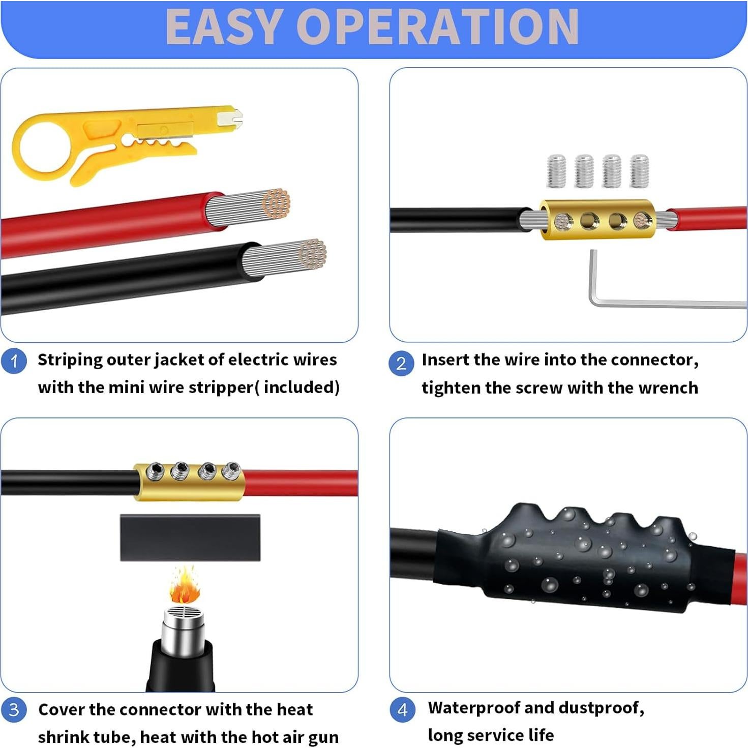 Kit de Conectores de Cable 6 AWG Onfunlee 10 Pcs 80A