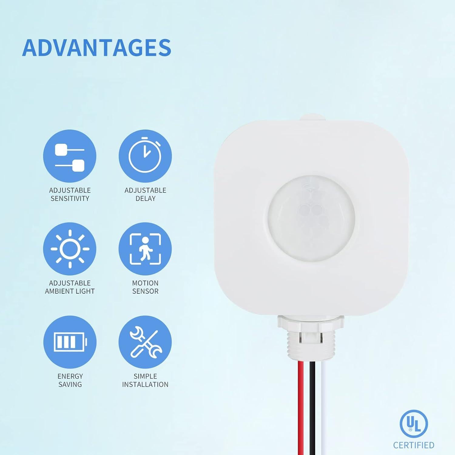 Interruptor de Sensor de Movimiento ECOELER YM2511 360°