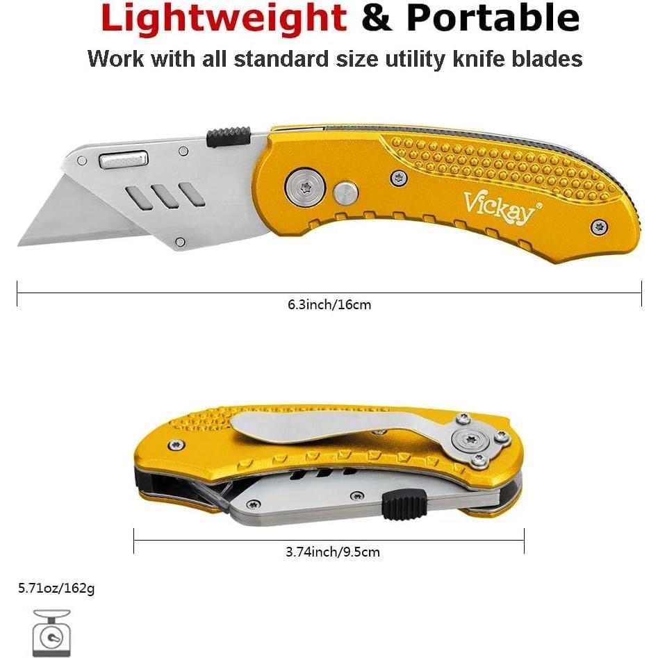 Cuchillo Utility Plegable Vickay Amarillo con 5 Cuchillas SK5