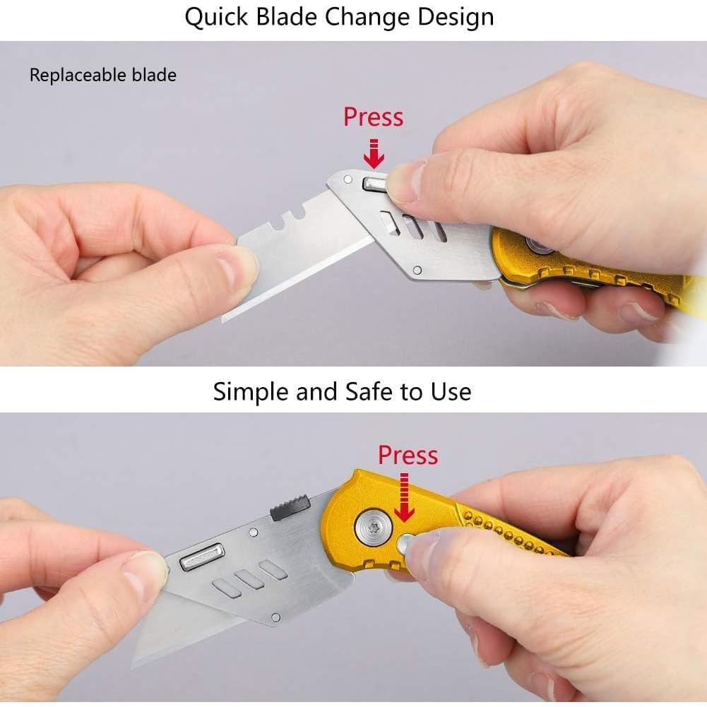 Cuchillo Utility Plegable Vickay Amarillo con 5 Cuchillas SK5