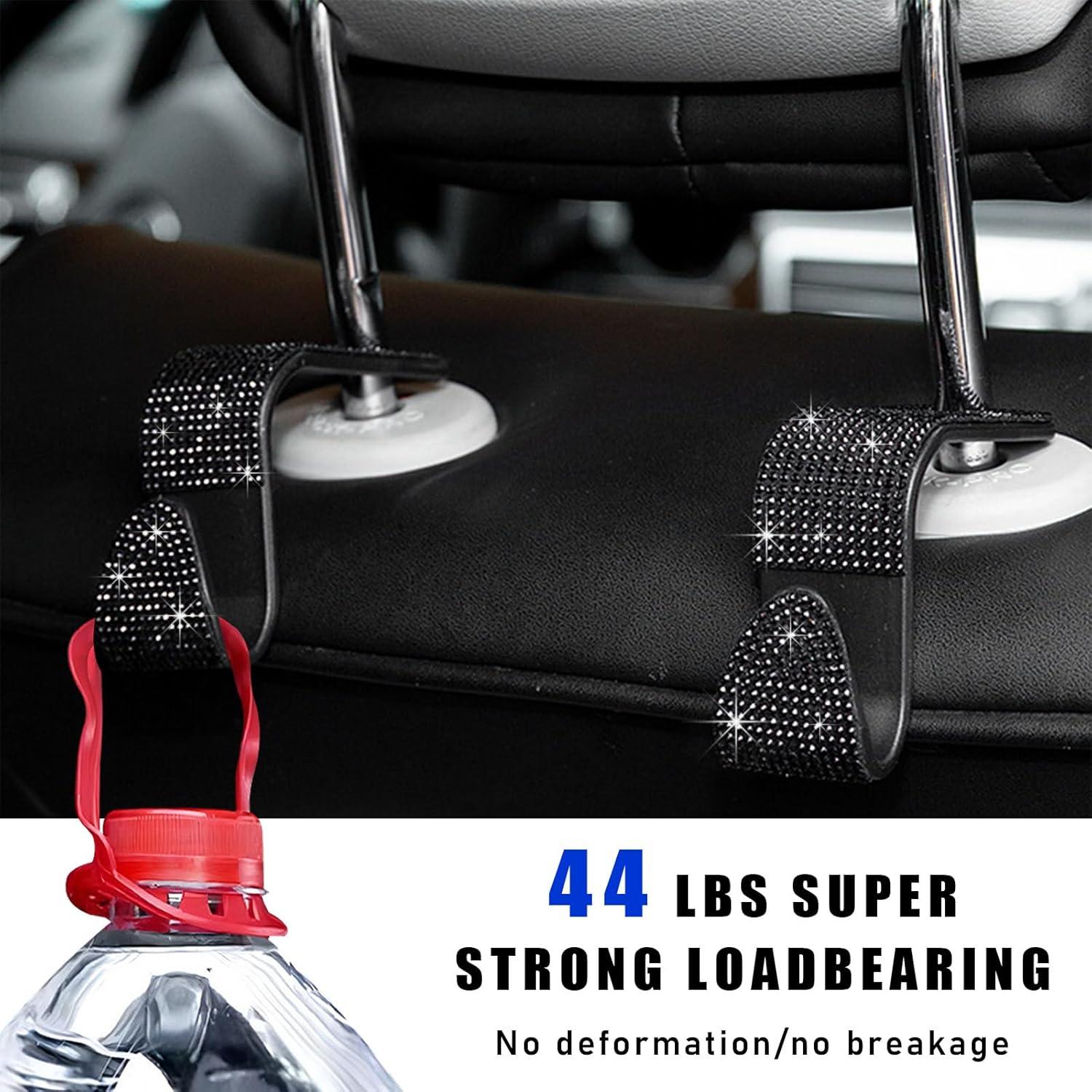 Ganchos de Reposacabezas de Coche Brillantes Gasedin 4 PCS Negro