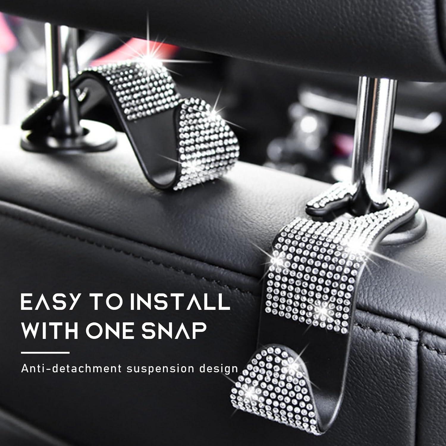 Ganchos de Reposacabezas de Coche Brillantes Gasedin 4 PCS Negro