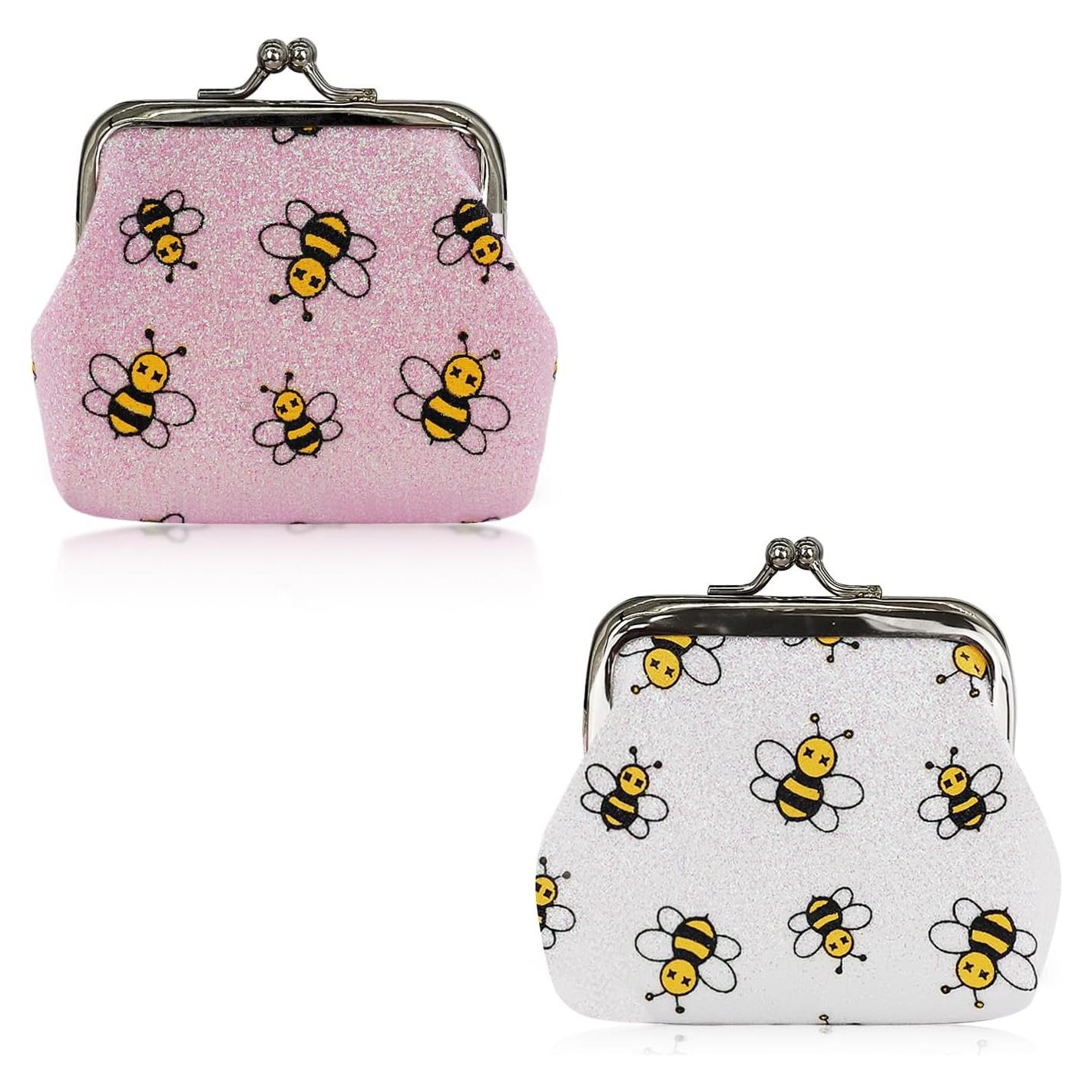 2 Monederos Mini Brillantes con Cierre de Beso para Mujeres