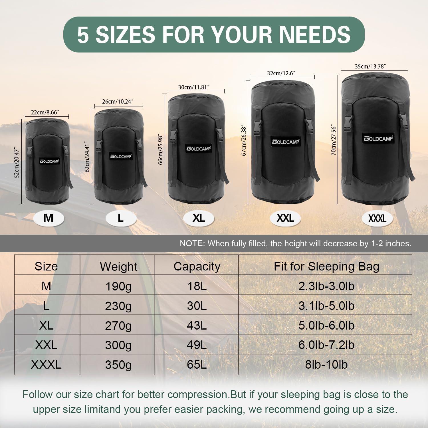 Sacos de Almacenamiento GOLDCAMP XXL Negro para Camping