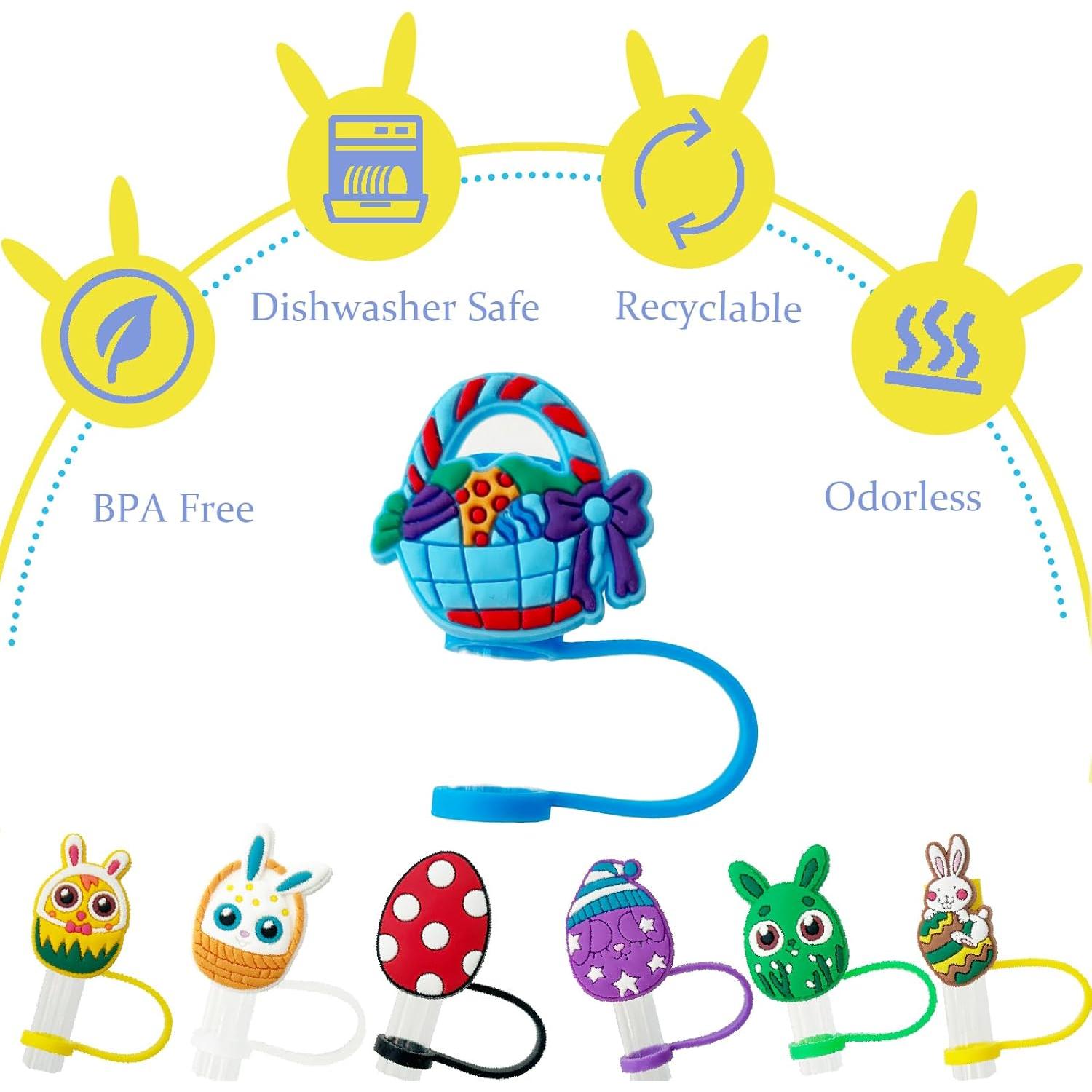 Paquete de 7 tapas de silicona Morn Light para pajitas 10mm