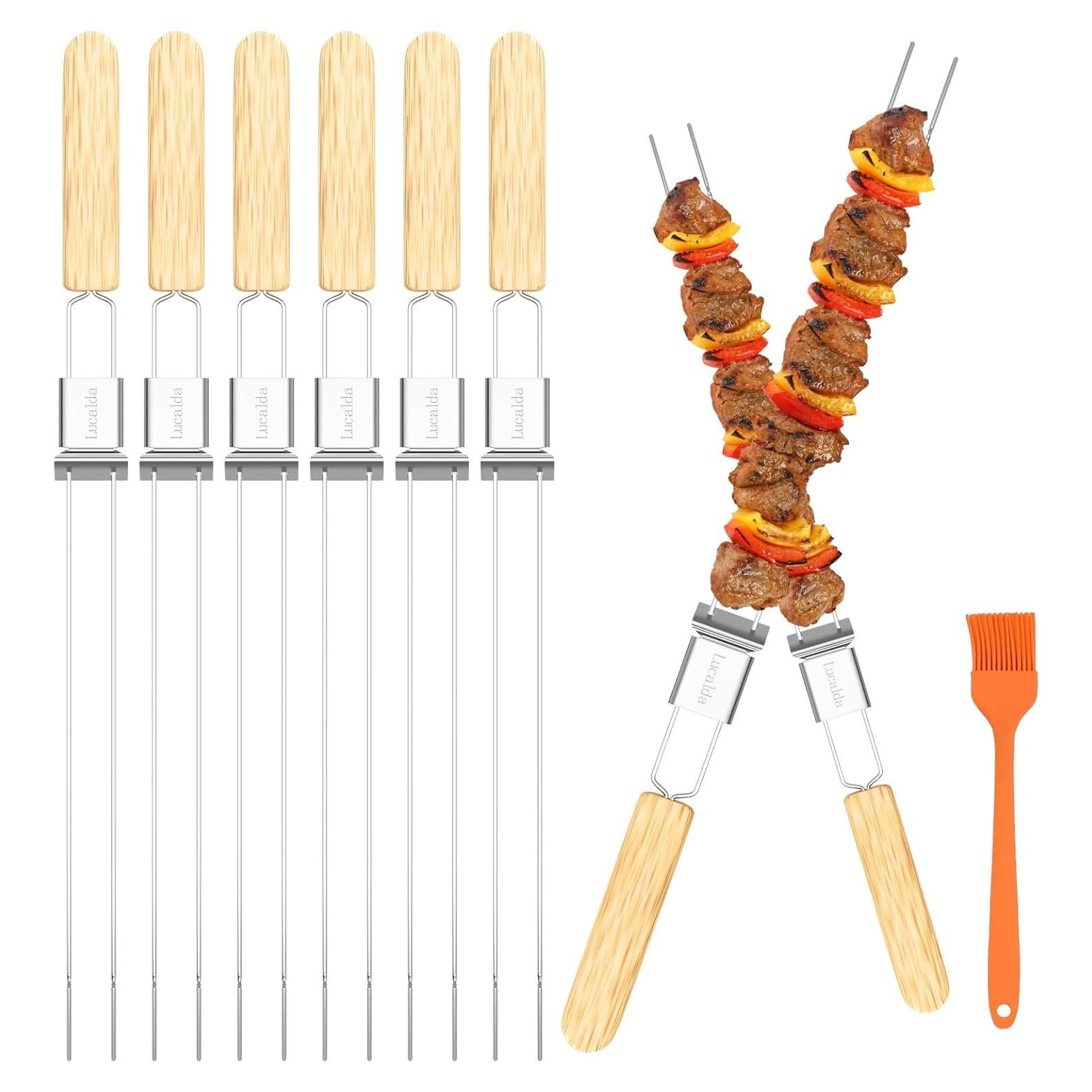 Pinchos de Asar de Acero Inoxidable Lucalda 43 cm - 6 Pcs