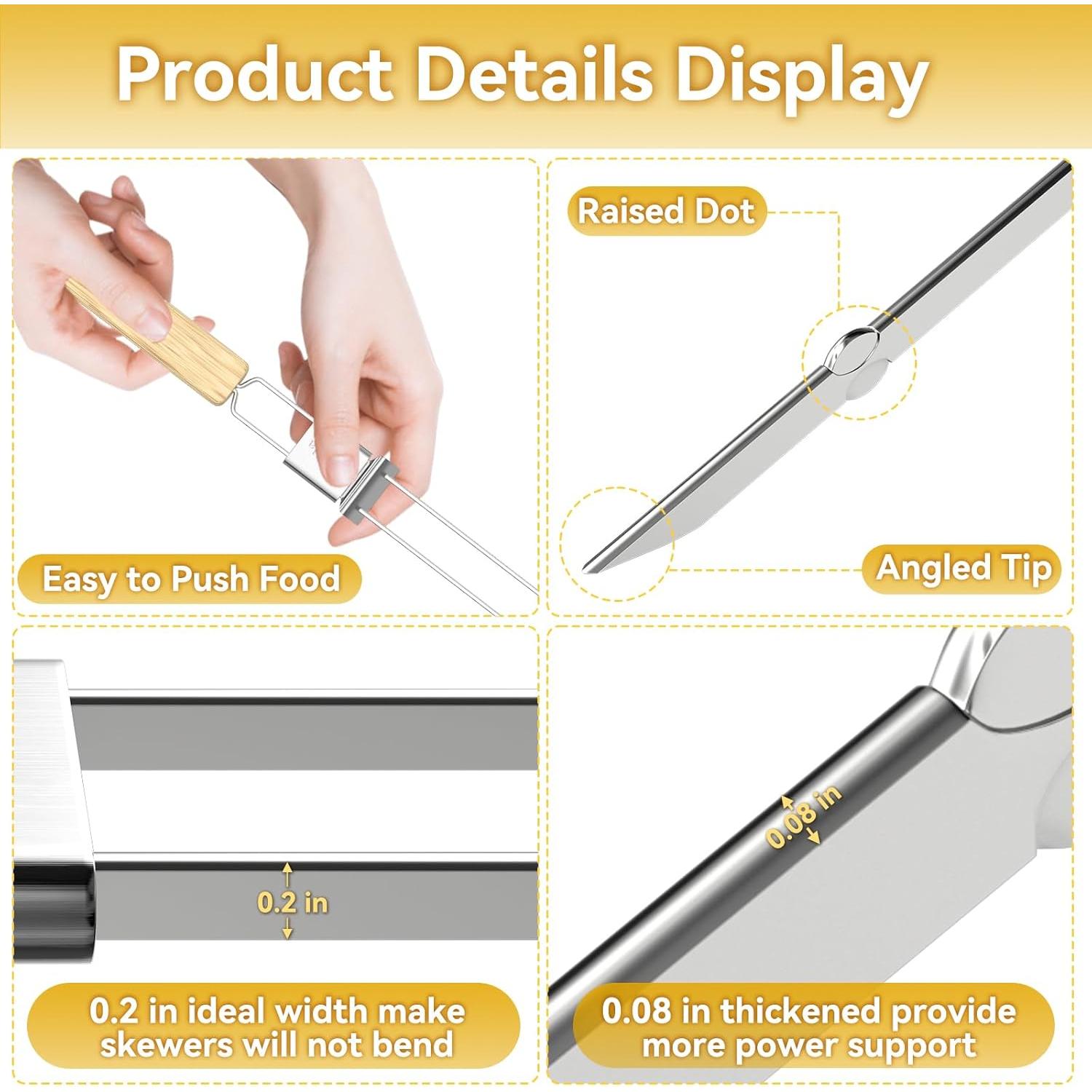 Pinchos de Asar de Acero Inoxidable Lucalda 43 cm - 6 Pcs