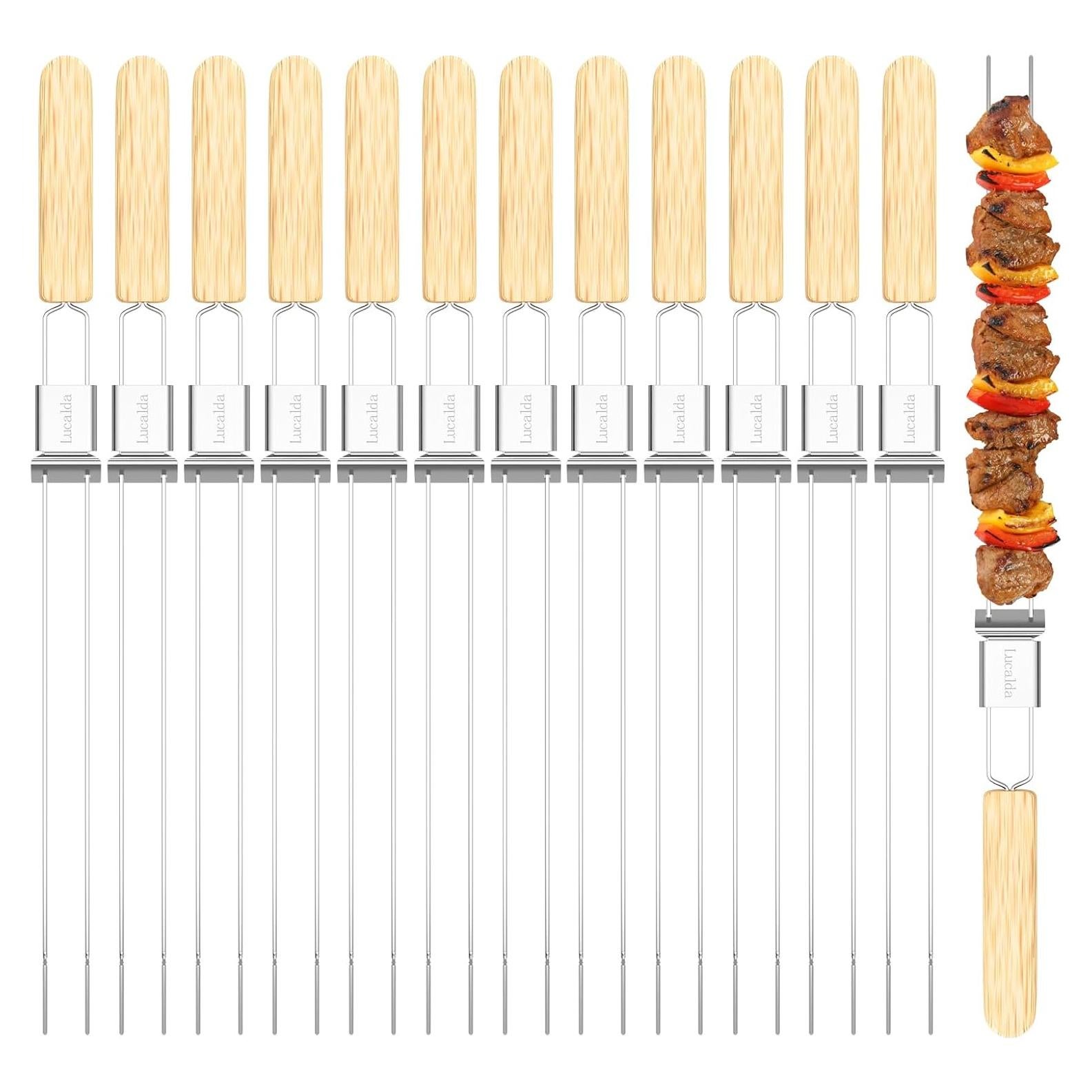 Pinchos de Asar de Acero Inoxidable Lucalda 43 cm - 12 Pcs