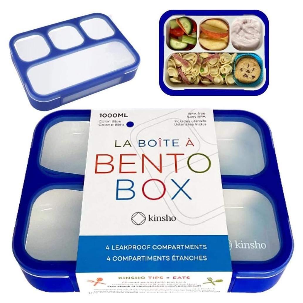 Caja de Almuerzo Bento Kinsho Azul Denim 4 Compartimentos 1000ml