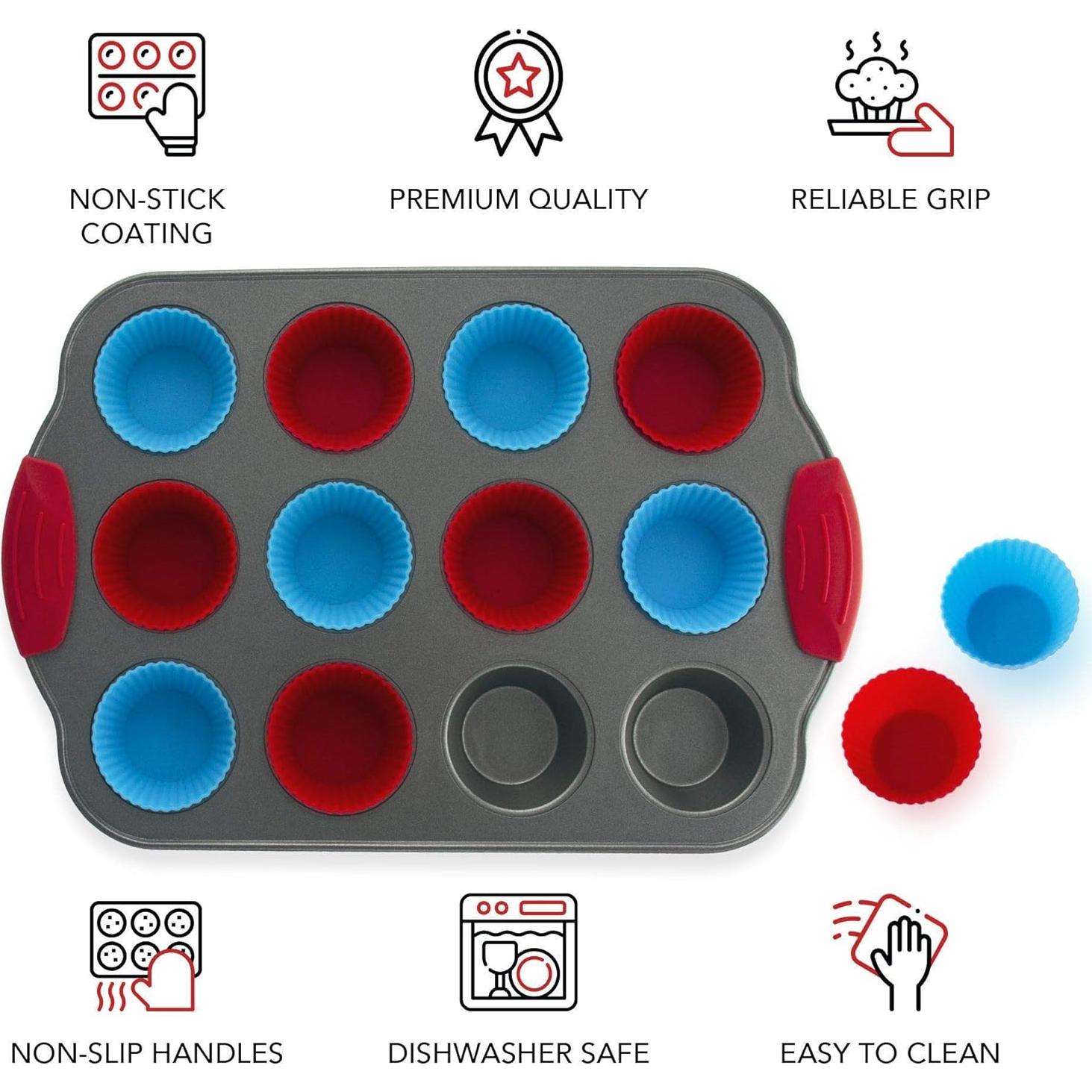 Sartén para Mini Muffins Boxiki 12 Tazas Antiadherente