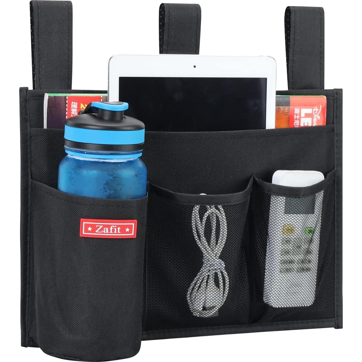 Caddy Colgante Zafit para Mesa de Noche - Organizador 4 Bolsillos Negro