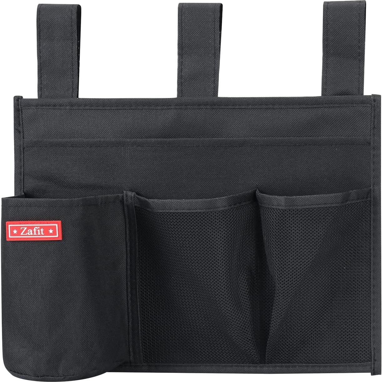 Caddy Colgante Zafit para Mesa de Noche - Organizador 4 Bolsillos Negro