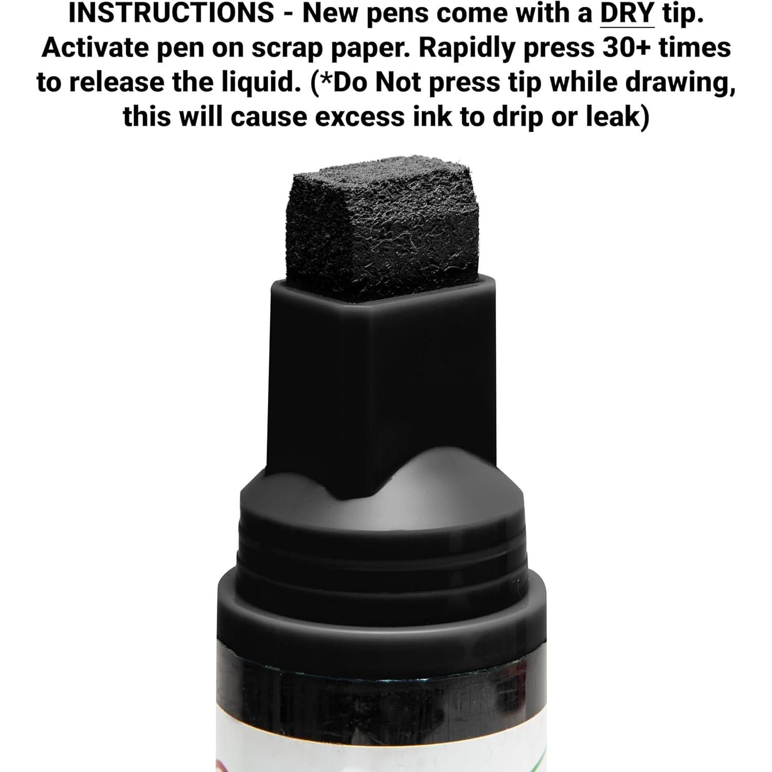 Marcador de Tiza Líquida para Ventanas Arcoíris - Negro Punta Ancha