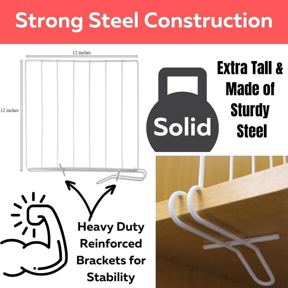 Divisores de Estante Evelots - Juego de 8 Organizadores de Acero 30.48 cm