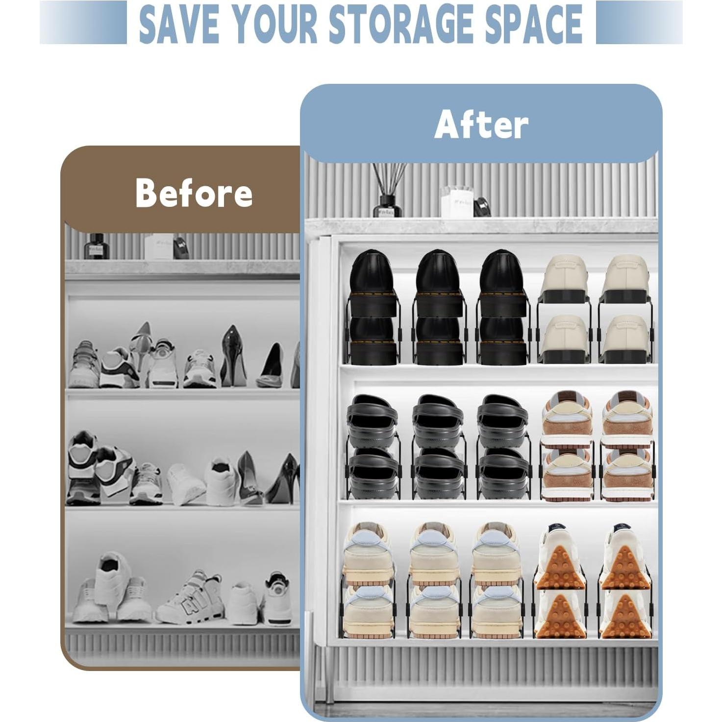 Organizador de Zapatos CiBiZi 6 Pack Metal Negro Ahorra Espacio