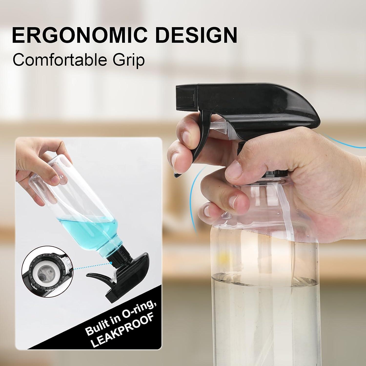 Botella de Spray Plástico Hethyo 12oz Negra Transparente