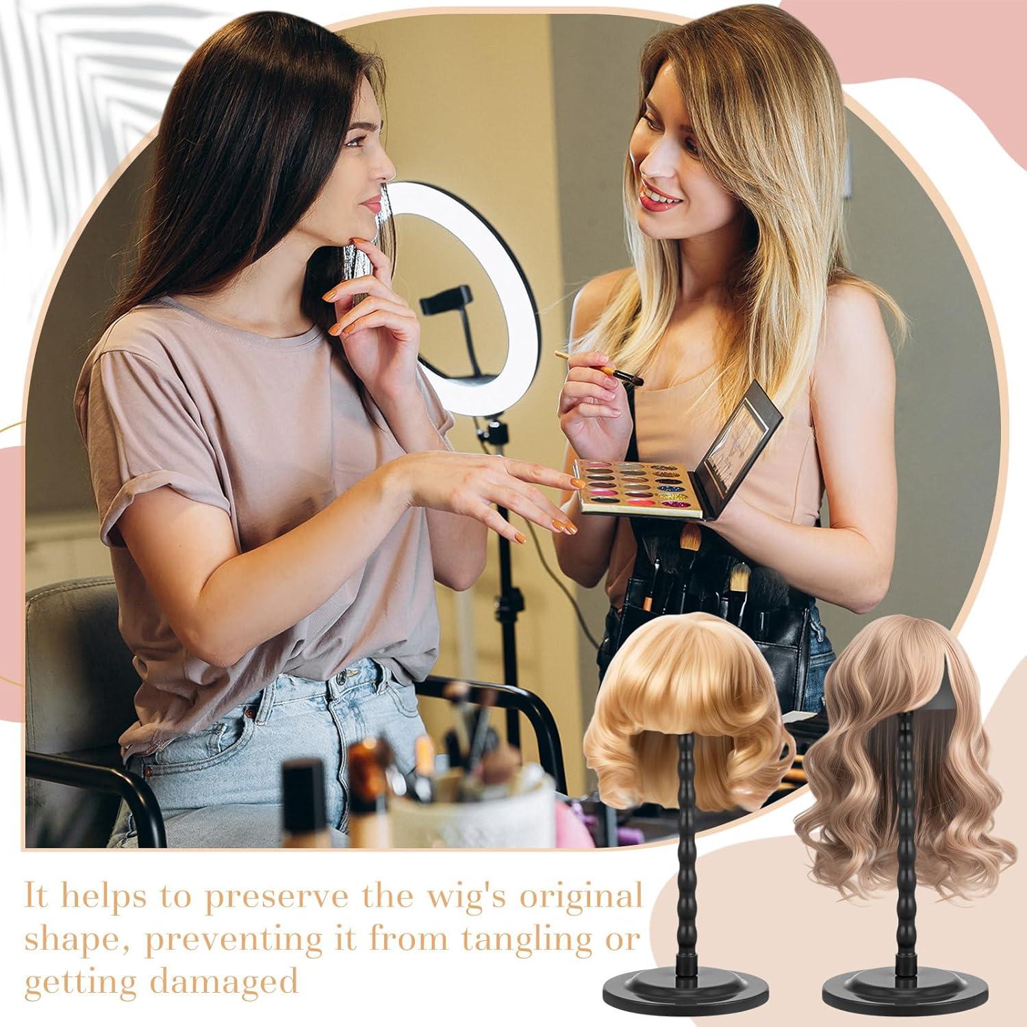 Soporte para Peluca Geelin 4 Pcs Antideslizante 35 cm Negro