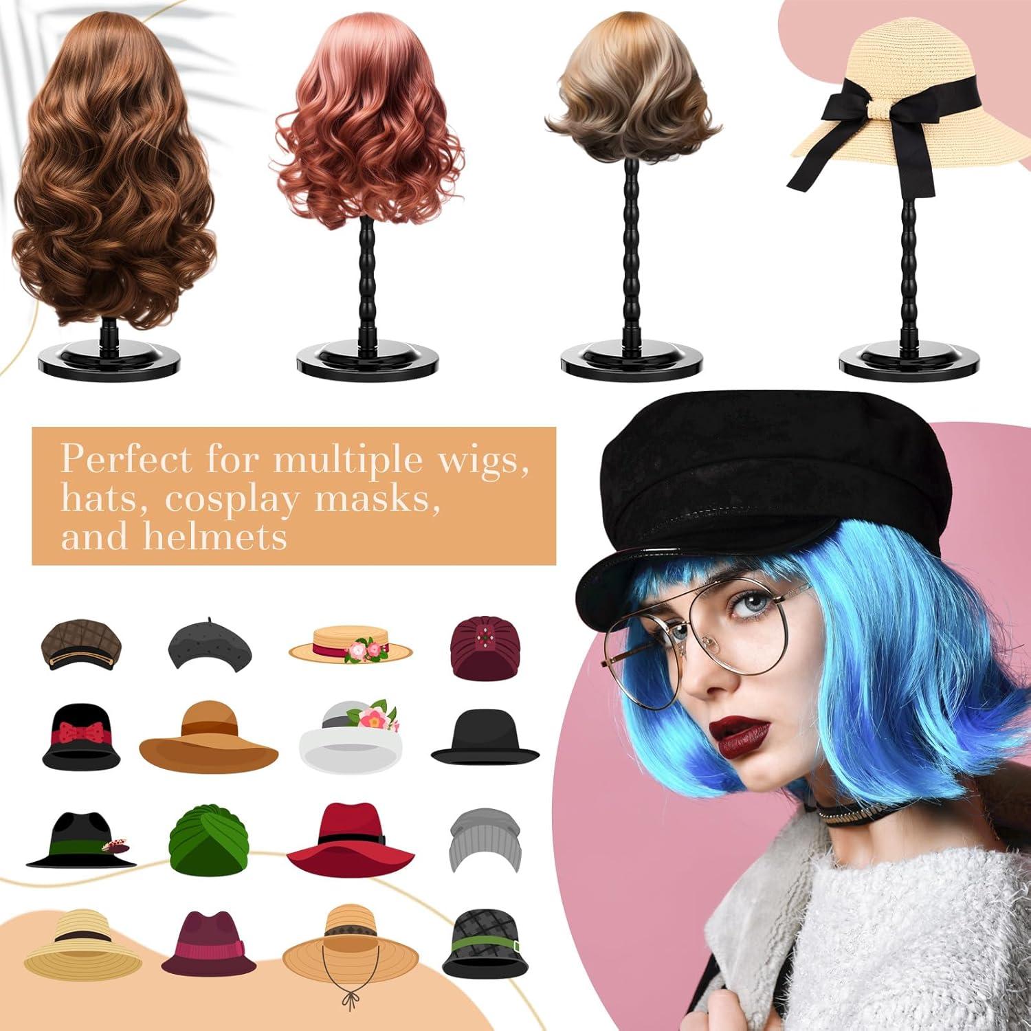 Soporte para Peluca Geelin 4 Pcs Antideslizante 35 cm Negro