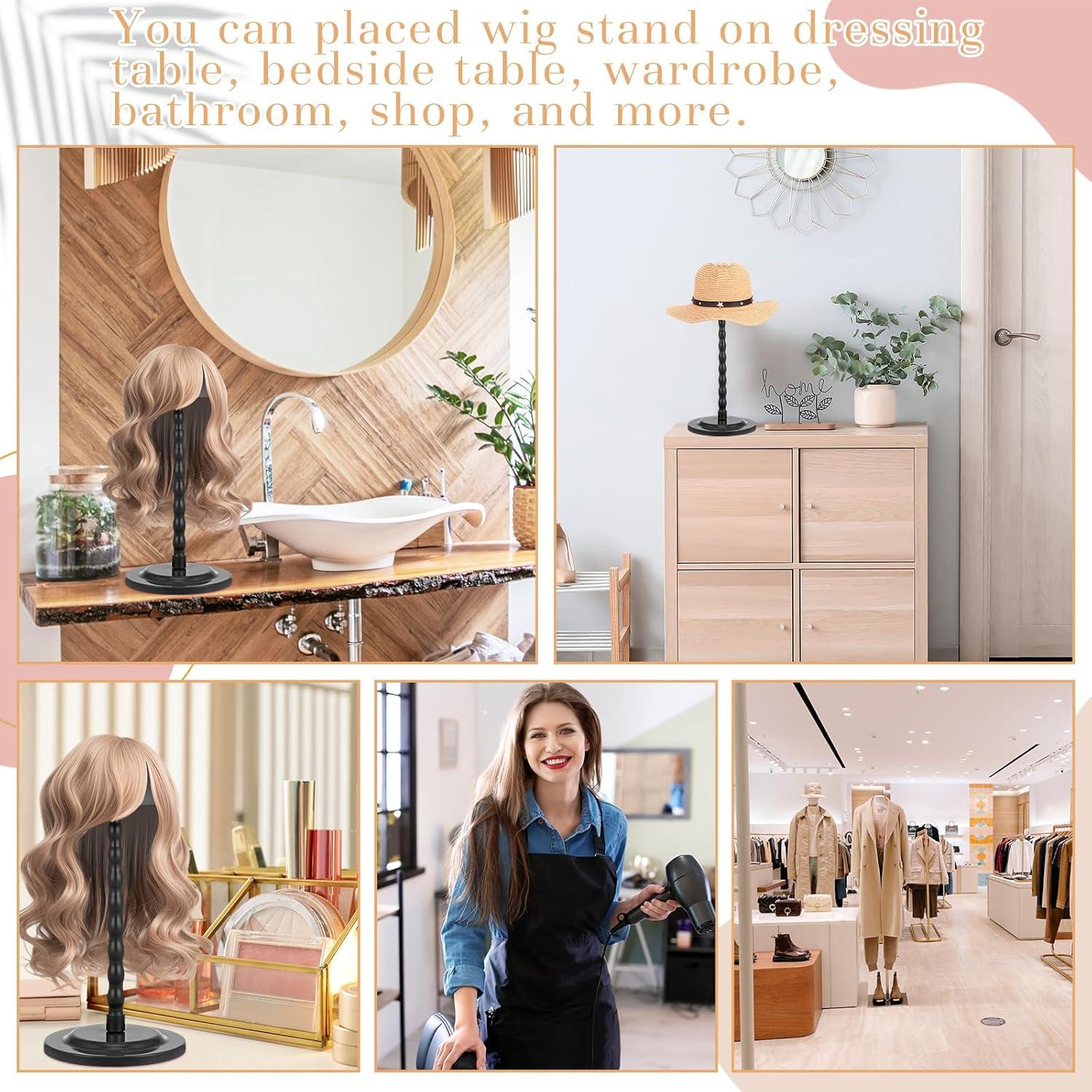 Soporte para Peluca Geelin 4 Pcs Antideslizante 35 cm Negro