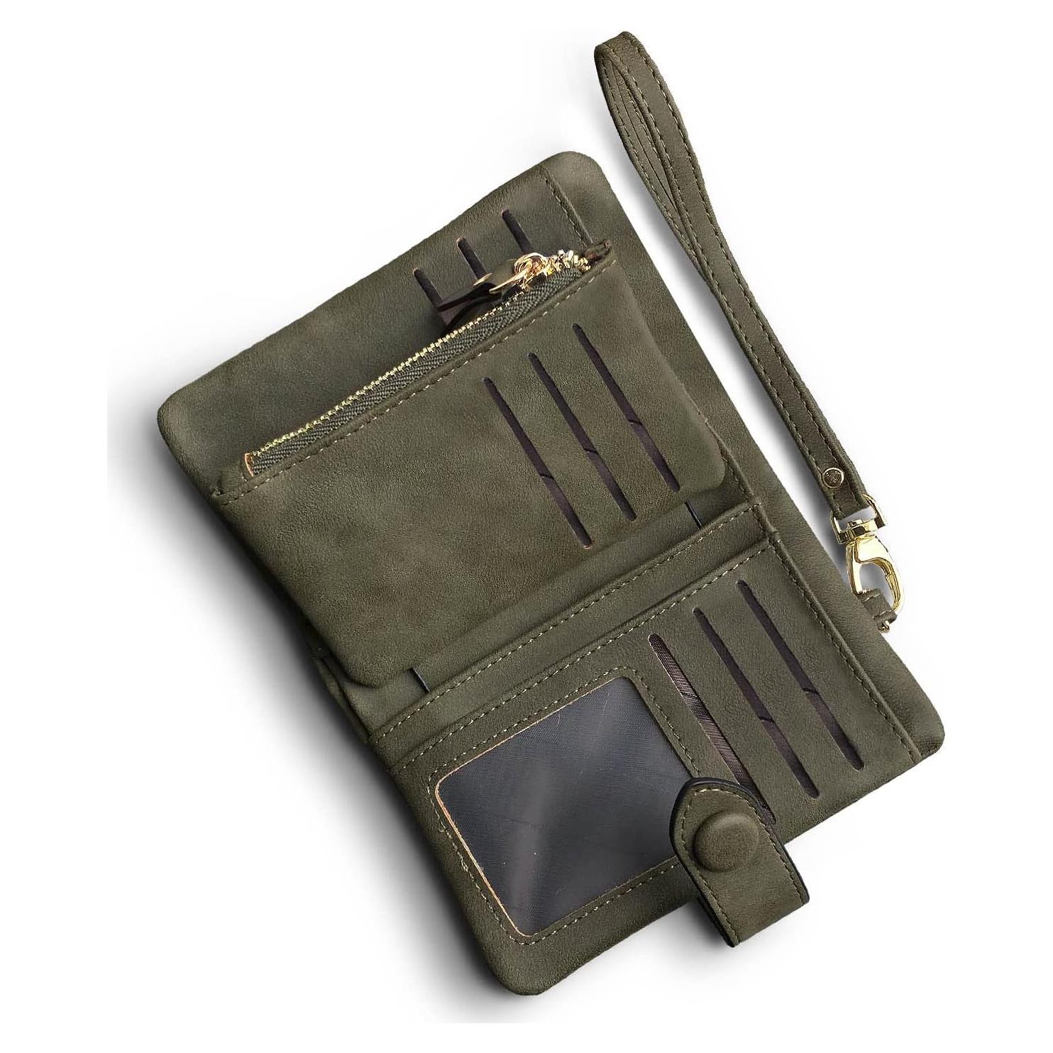 Cartera Bifold RFID de Cuero PU para Mujeres - 16 Ranuras