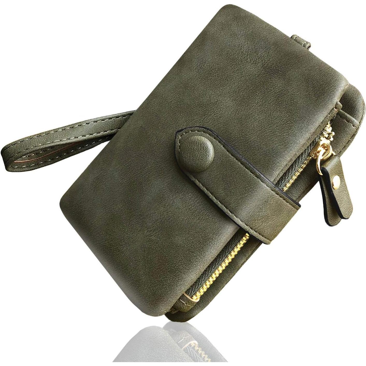 Cartera Bifold RFID de Cuero PU para Mujeres - 16 Ranuras